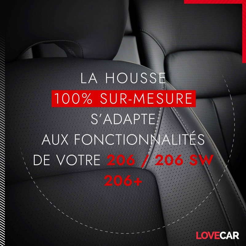 Housse siège auto Peugeot 206 - Compatible Airbag, Isofix - Lovecar