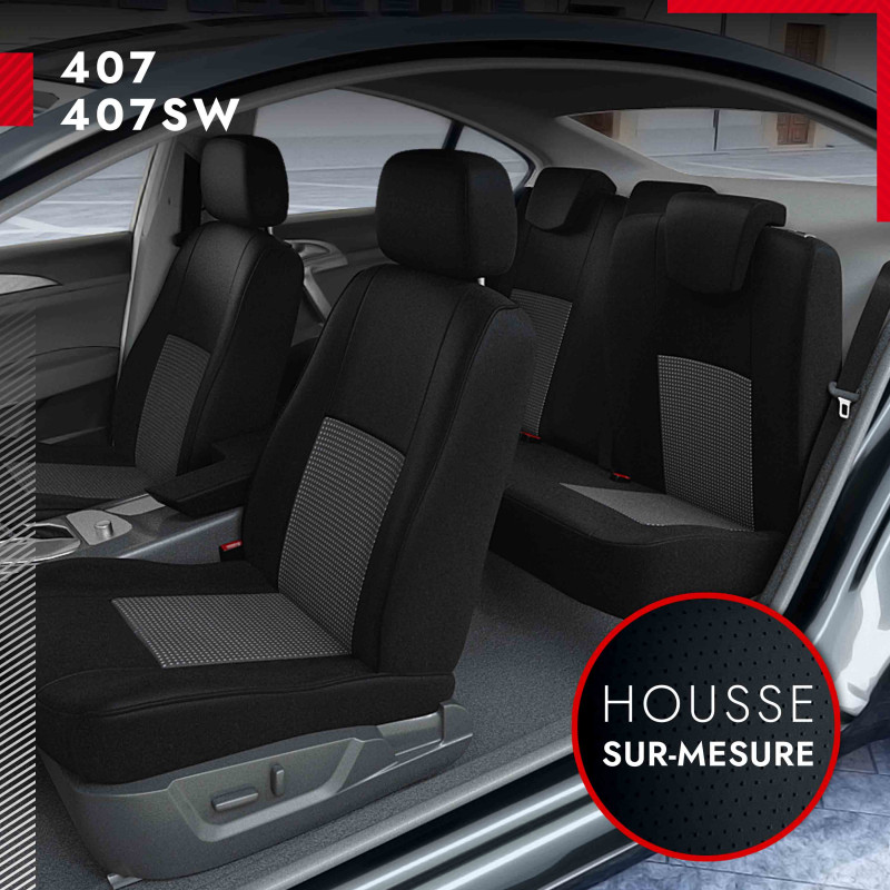 Housse siège auto Peugeot 407/407SW - Compatible Airbag, Isofix - Lovecar