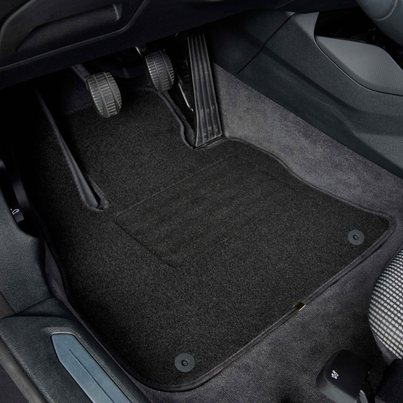 Tapis de sol en TPE adapté pour Peugeot e-208 Hayon (01.2020-.) - tapis  de voiture - noir