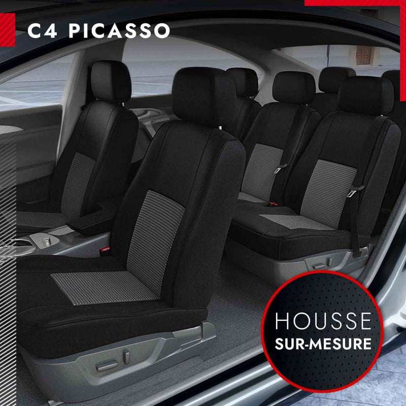 EOGE Housse Siege Voiture Cuir Universelle pour Citroen C4 / C4 Entreprise  VTS Bioflex HDI VTR AirCross Cactus Picasso/Grand C4 Picasso 1 Accessoires