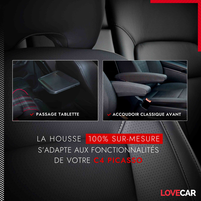 Housses siège auto C4 PICASSO - Compatible Airbag et Isofix - Lovecar