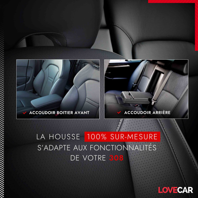Housse siege auto Peugeot 308 - Compatible Airbag, Isofix - Lovecar