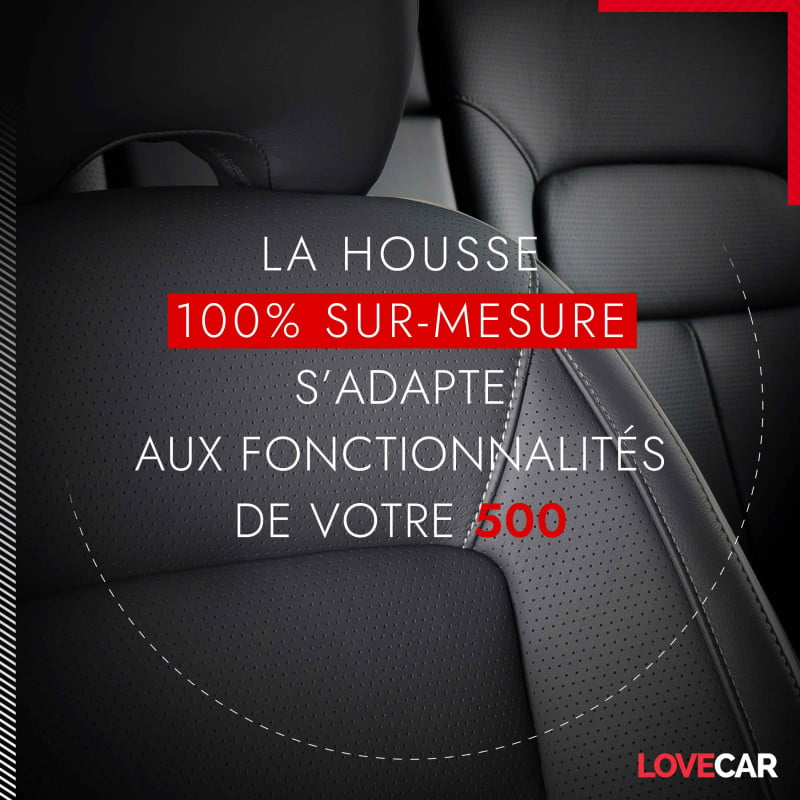 Housse voiture pour Fiat 500 - Compatibilité Airbag, isofix - Lovecar