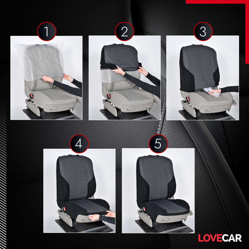 Housses De Siège Baquet Avant Et Arrière Pour Peugeot 107 - Lot De 2, Compatibles Airbags