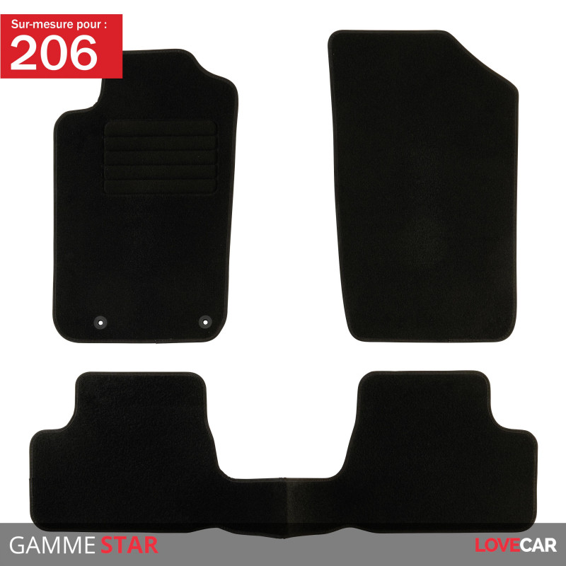 Tapis voiture sur-mesure INCAR PEUGEOT 206 (08/1998-) - Fixations