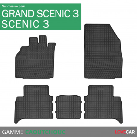 Tapis sur mesure caoutchouc pour RENAULT SCENIC III GRAND (de 02/2009 à 12/2016)