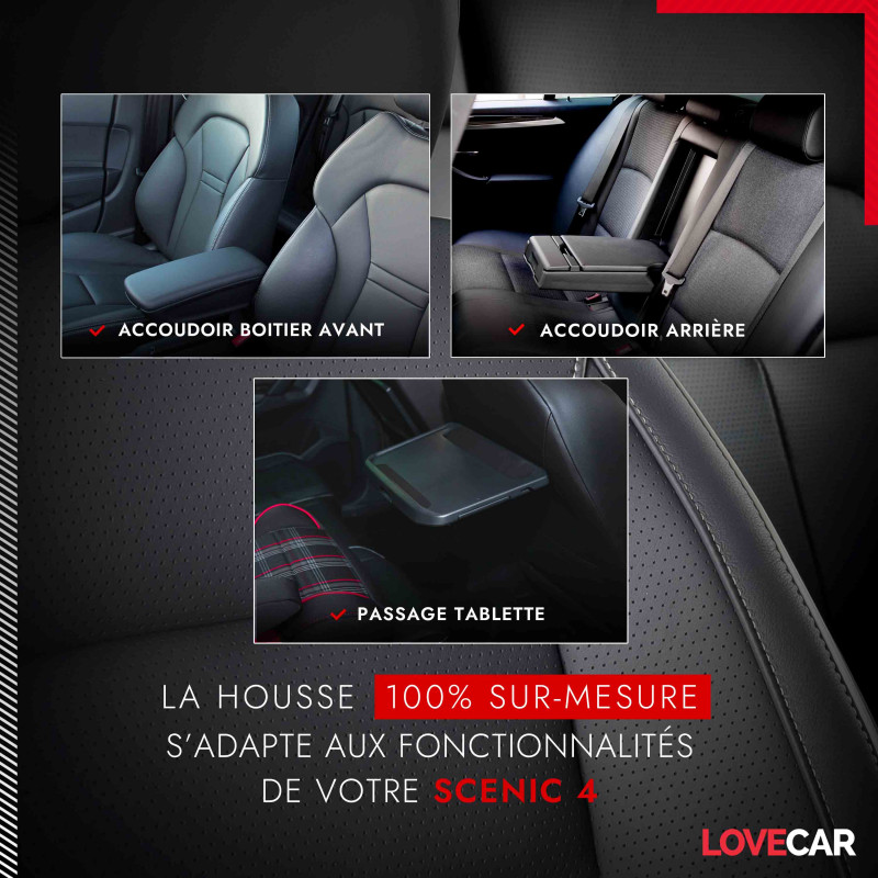 Housse siège auto Renault SCENIC 4 - Compatible Airbag, Isofix - Lovecar