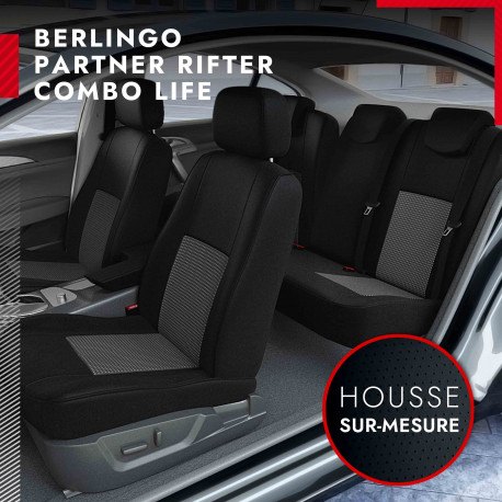 Housses de siège auto sur mesure pour Citroën Berlingo 2 [banquette] (de 04/2008 à 08/2018)