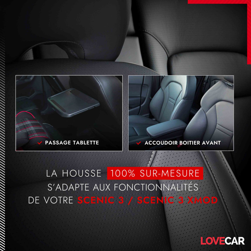 Set: tapis velours + housses de siege confectionnees sur mesure pour  Renault Scenic III Monospace (2009-2013) – Elegance P-3