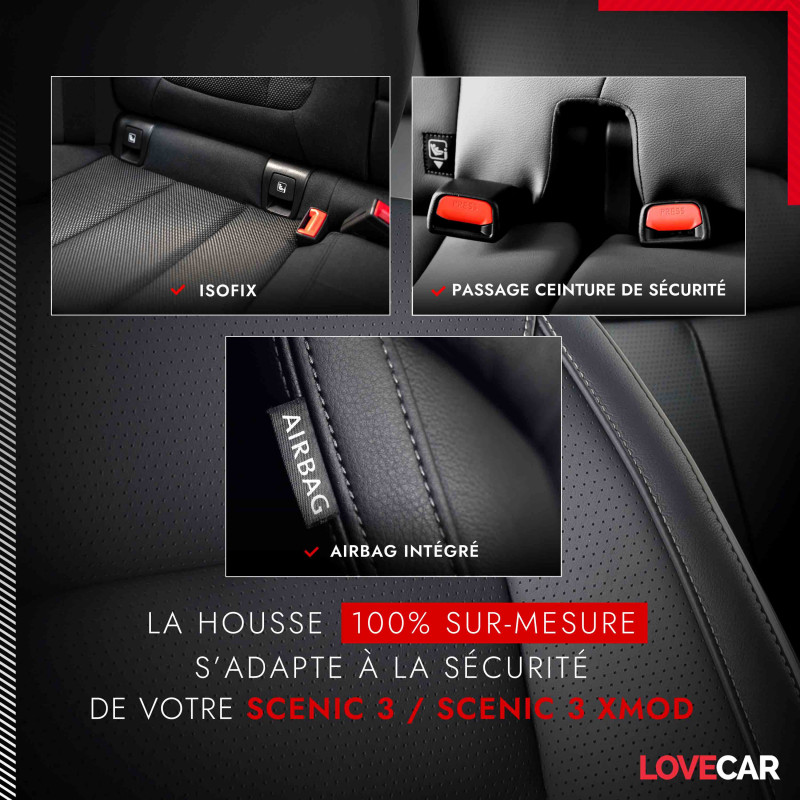 Set: tapis velours + housses de siege confectionnees sur mesure pour  Renault Scenic III Monospace (2009-2013) – Elegance P-3