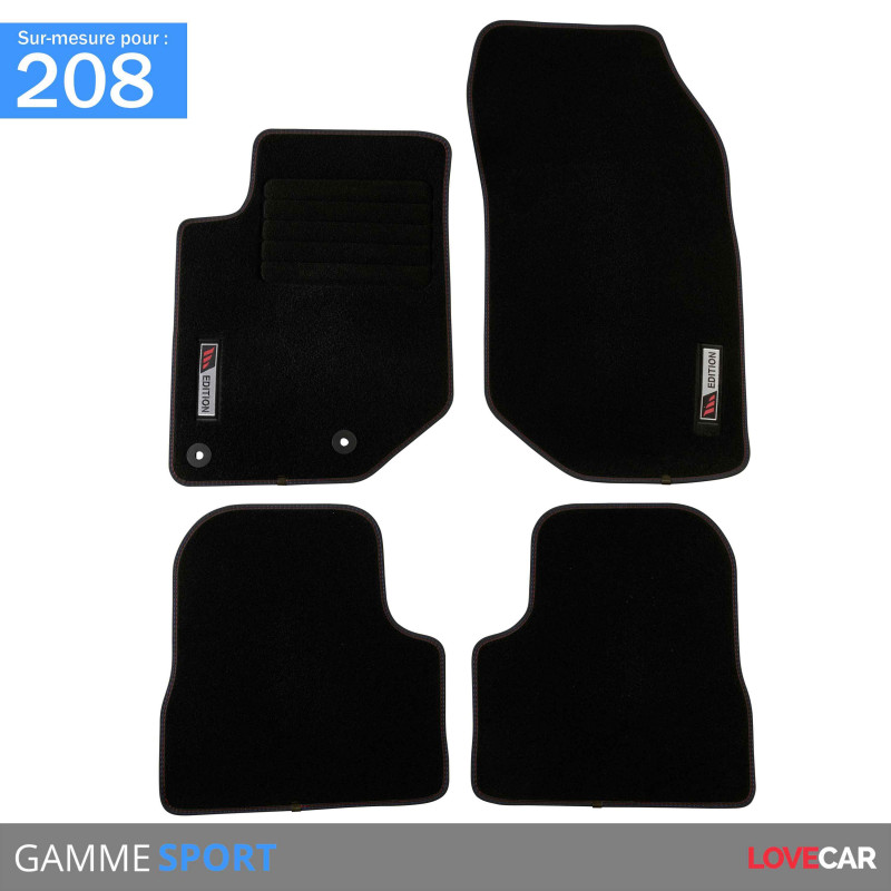 Tapis en caoutchouc sur mesure pour Peugeot 208 de 2012 à 2019 (4 pièces +  clips de montage) AUTOSTYLE GL0157 – Topwagen